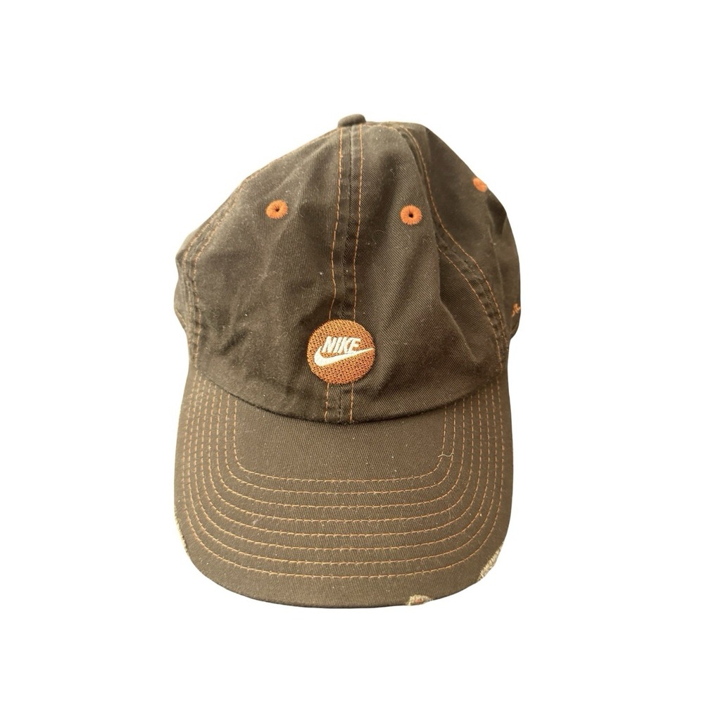 Vintage NIKE Adjustable cap hat brown embroidered distressed gray tag
